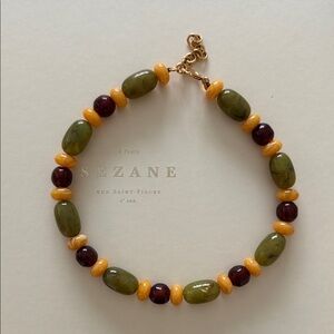 Sezane Green and Yellow Beaded Necklace